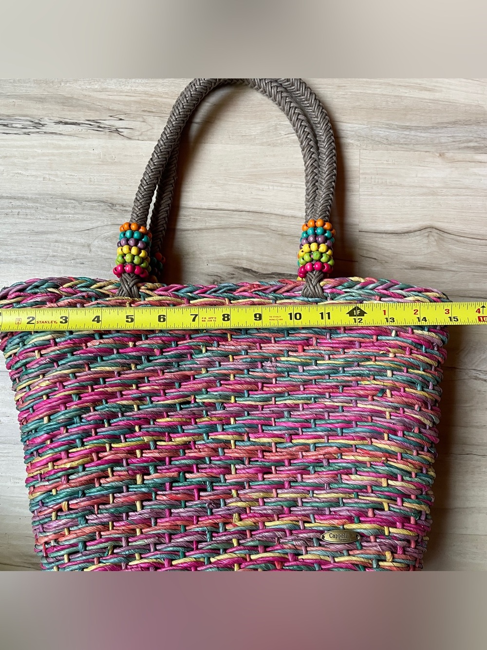 Cappelli Bright Pink Multicolor Woven Straw Tote Bag - Beach & Everyday - Picture 15 of 15